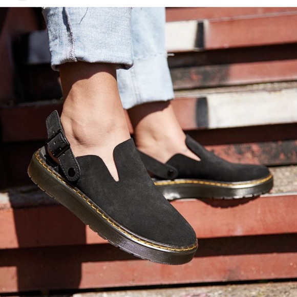 Dr. Martens Shoes - Dr. Martens Black Suede Buckle Sandals